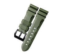 KAXSFE Replace Silicone Watchband Compatible With Panerai Huawei Watch Strap 24mm Rubber Wristband Sport Waterproof Wrist Belt Bracelet(Green-black)