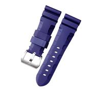 KAXSFE Replace Silicone Watchband Compatible With Panerai Huawei Watch Strap 24mm Rubber Wristband Sport Waterproof Wrist Belt Bracelet(Blue-silver)