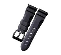 KAXSFE Replace Silicone Watchband Compatible With Panerai Huawei Watch Strap 24mm Rubber Wristband Sport Waterproof Wrist Belt Bracelet(Black-black)