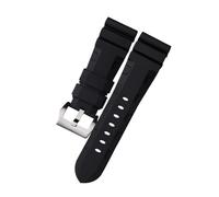 KAXSFE Replace Silicone Watchband Compatible With Panerai Huawei Watch Strap 24mm Rubber Wristband Sport Waterproof Wrist Belt Bracelet(Black-silver)