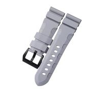 KAXSFE Replace Silicone Watchband Compatible With Panerai Huawei Watch Strap 24mm Rubber Wristband Sport Waterproof Wrist Belt Bracelet(Grey-black)