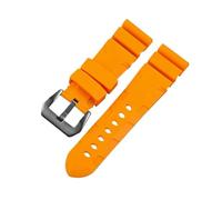 KAXSFE Replace Silicone Watchband Compatible With Panerai Huawei Watch Strap 24mm Rubber Wristband Sport Waterproof Wrist Belt Bracelet(Orange-black)