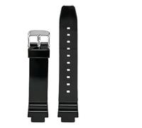 KAXSFE Resin Rubber Strap Compatible With Casio LRW-250H 200 LX-500H Women Glossy White Pink Convex Watch Band Waterproof Silicone Bracelet 12mm(Black01)