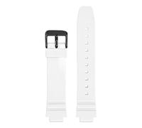 KAXSFE Resin Rubber Strap Compatible With Casio LRW-250H 200 LX-500H Women Glossy White Pink Convex Watch Band Waterproof Silicone Bracelet 12mm(White02)