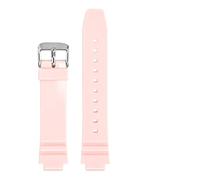 KAXSFE Resin Rubber Strap Compatible With Casio LRW-250H 200 LX-500H Women Glossy White Pink Convex Watch Band Waterproof Silicone Bracelet 12mm(Pink01)