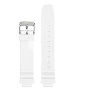 KAXSFE Resin Rubber Strap Compatible With Casio LRW-250H 200 LX-500H Women Glossy White Pink Convex Watch Band Waterproof Silicone Bracelet 12mm(White01)