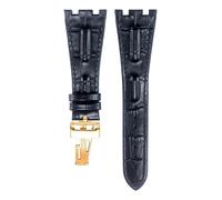KAXSFE Shengmeirui Gibbous Dorsal Fin Leather Watchband Compatible With AP ROYAL OAK OFFSHORE AP15710 15703 26470 26133 26209 Men's Bracelet 28MM(01 gold)