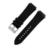 KAXSFE Silicone Strap Blue Stainless Steel Buckle Men Replacement Bracelet Compatible With Guess W0247G3 W0040G3 W0040G7 22mm Watch Band(Black-silver)