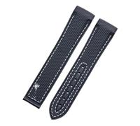 KAXSFE Soft Rubber Watch Band Compatible With Omega Strap Seamaster 300 Planet Ocean 600 Curved End Watchband Black Orange 20mm 22mm Moonwatch Belt(Black white line,20mm,Gold round)