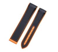 KAXSFE Soft Rubber Watch Band Compatible With Omega Strap Seamaster 300 Planet Ocean 600 Curved End Watchband Black Orange 20mm 22mm Moonwatch Belt(Black orange line,22mm,Gold round)