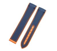 KAXSFE Soft Rubber Watch Band Compatible With Omega Strap Seamaster 300 Planet Ocean 600 Curved End Watchband Black Orange 20mm 22mm Moonwatch Belt(Blue orange line,20mm,Silver round)