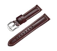 KAXSFE Vintage Brown Calfskin Strap Retro Oil Wax Leather Watchband For Seiko Compatible With Rolex Business Bands Wristband(Red,22MM_BLACK BUCKLE)