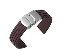 KAXSFE Watch Strap 18mm 20mm 22mm 24mm Sports Waterproof Folding Buckle Soft Silicone Accessories(Brown,22mm)