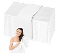 Kaxtde 100 Pcs Disposable Hair Towels Bulk, 80 x 40 cm Large Super Absorbent Bath Towel for Guest, Soft Breathable Face Towels for Spa Salon Travel Massage Gym, White