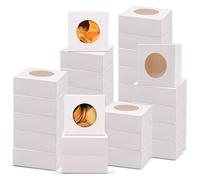 Kaxtde 100 Pcs Small White Cookie Boxes with Window, 7.5 x 7.5 x 3 cm Mini Homemade Soap Boxes Bulk, Kraft Gift Packaging Box for Bakery Cookies Packaging Candy Wedding Birthday Party Gift