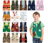 Kaxtde 15 Pcs Kids Dress up Vests Bulk, Toddlers Community Helper Costumes, Role Play Career Clothes for Cosplay Party Birthday Halloween Christmas (3-5 Years)