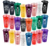 Kaxtde 30 Pcs Plastic Christian Coffee Cups Bulk, 480 ml Reusable Religious Mugs with Lids, Bible Verse Travel Cups for Women Men Christmas Birthday Party Christian Gift (Colorful)