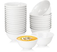 Kaxtde 36 Pack White Melamine Dessert Bowls Bulk, 250ml | Small Cereal Bowls for Kids, Unbreakable Plastic Soup Bowl for Salad Rice Food Fruit Snack Dessert