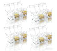 Kaxtde 4 Set Spice Containers with Lids & Spoons, Plastic Seasoning Boxes Bulk for Kitchen, Empty Clear Spice Jars with Tray for Salt Sugar Pepper Cruet, 25 x 10 x 7 cm