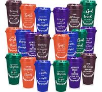 Kaxtde 40 Pack Plastic Christian Coffee Cups Gifts Bulk, 470 ml Reusable Religious Mugs with Lids for Hot & Cold Drinks, Bible Verse Travel Cups for Women Men Christmas Party Favors (Multicolors)
