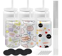 Kaxtde 6 Pack Sublimation Tumbler for Kids, 16oz Stainless Steel Insulated Cup Bulk with Lids and Straws, Blank Iced Coffee Tumblers with Coasters for Juice Smoothie Soda Tea Water Beer Coke