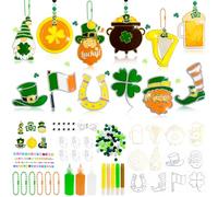 Kaxulvoblig 201pcs St. Patrick's Day Glue Painting for Irish St. Patrick's Day Party Decorations, Paint Your Own Window Ornaments Irish Sun Catcher Craft for Shamrock Decorations for Irish