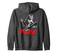 KAY - Cute Boy Name with cool with cool Cat & Skateboard Zip Hoodie