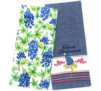 Kay Dee Designs Texas Bluebonnets Embroidered Tea Towel & Texas Bluebonnets Dual Purpose Terry Towel Kitchen Dishtowels, Set of 2 Towels for Texas Pride Kitchens, Cooking, Baking, Cleaning, Drying