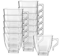 Kaya Plastic Coffee Tea Cups - 2 oz. | Clear | Square | 12 Pcs.