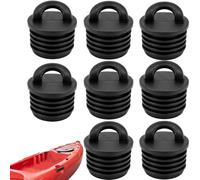 Kayak Accessories, 8 Piece Universal Scupper Plug Kit with Reinforced Handles, Watertight Drain Hole Stoppers for Sit-On-Top Kayaks and Canoes, Marine Grade Rubber Push-In Plugs (Black)