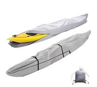 Kayak Cover 3m-5.5m Kayak Canoe Cover Waterproof Kayak Covers for Outside Storage Rain Protection UV Canoe Covers for Outdoor Storage Kayaks Paddle Covers with Zip(Gray,3.1 m/10ft)