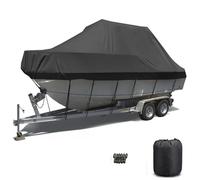 Kayak Cover 3m-5.5m Kayak Canoe Cover Waterproof Kayak Covers for Outside Storage Rain Protection UV Canoe Covers for Outdoor Storage Kayaks Paddle Covers with Zip(Black,5 m/16ft)
