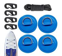 Kayak Rigging Kit - Marine D-Ring Deck Mounts | Heavy Duty Rope 8ft Self Adhesive Patches Secure Fixings for Canoe Paddleboard Raft Boating Adventure Camping Surfing Fishing