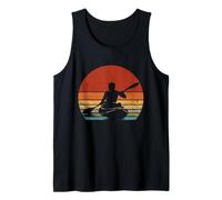 Kayak Sunset Silhouette Vintage Paddler Lake Graphic Tank Top
