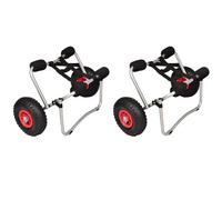 Kayak Trolley Twin Pack Aluminium Foldable Large 25cm Wheels + Foam Bumpers 70kg