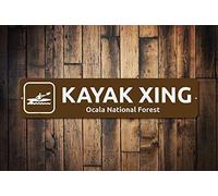 Kayak Xing Sign Custom Kayaker Crossing National Park Name Gift Personalized Park Recreation Outdoor Street Sign/Subway Sign 4x16 inch