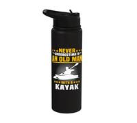 Kayaking Canoeing Never Underestimate Old Man Kayaker Stainless Steel Insulated Water Bottle