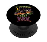 Kayaking Kayak Halloween Witch My Broom Broke Now I Ride A PopSockets Adhesive PopGrip