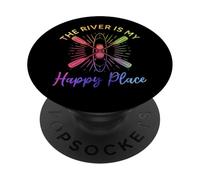 Kayaking Lover Kayaker - The river is my happy place PopSockets Adhesive PopGrip