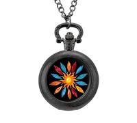 Kayaks and Paddles Around The Sun Pocket Watch Vintage Quartz Pocket Watches with Chain for Men Women Black-Style