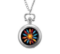 Kayaks and Paddles Around The Sun Pocket Watch Vintage Quartz Pocket Watches with Chain for Men Women Silver-Style