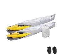 Kayaks Covers Canoe Covers for Outdoor Storage Rain Protection Canoe Boat Cover Waterproof 210D Anti-Dust Sun Cover for Kayaks Kayak Cover with Zip Canoe Paddle Covers(For 15ft-16.4ft kayak)