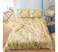 KAYAMU 3D Pancake Pattern Single Duvet Cover Set, Soft Microfibre Food Bedding Set,Quilt Cover 150x200 cm and 2 Pillow Cases 50x75 cm