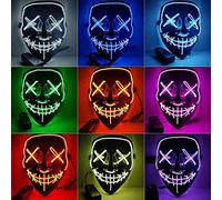 Kayan Halloween Mask, LED Purge Mask, LED Light up Mask, Scary mask, for Festival Cosplay Halloween Costume Masquerade, Parties, Carnival, Gift (White)