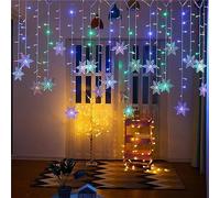 Kayan LED Curtain String Lights, 96 LED 3.5M Fairy Snowflake Lights, Christmas Lights 8 Flashing Modes, Waterproof Light for Christmas Window, Garden, Party, Patio Decoration (Multiclor)