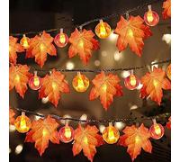 Kayan Maple Leaf Pumpkin Light, 3M 20 LED Fall Decoration Lights Autumn Leaf String for Thanksgiving, Halloween, Christmas Decor