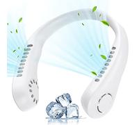 Kayan Neck Fan, Portable Neck Fan Rechargeable Personal Fan, 3000mAh USB Wearable Hands Free Fan, 4+1 Speeds Cooling Fans, Leafless Hanging Bladeless Mini Neck Fan Unisex Outdoor Indoor (White)