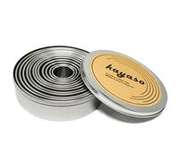 Kayaso Round Cutters in Graduated Sizes, Stainless Steel, 12 Pc Set (Plain Edge)