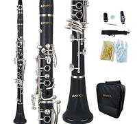 KAYATA B Flat Clarinet with Black Ebonite Body, Durable Nickel Plated Keys Adjustable Thumb Rest with Unique Thin Ring. Deluxe Canvas Case with shoulder strap.