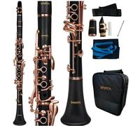 KAYATA B Flat Clarinet with Ebonite Body, Rose Gold Plated Keys Adjustable Thumb Rest with Unique Thin Ring. Deluxe Canvas Case with shoulder strap. (Rose Gold)